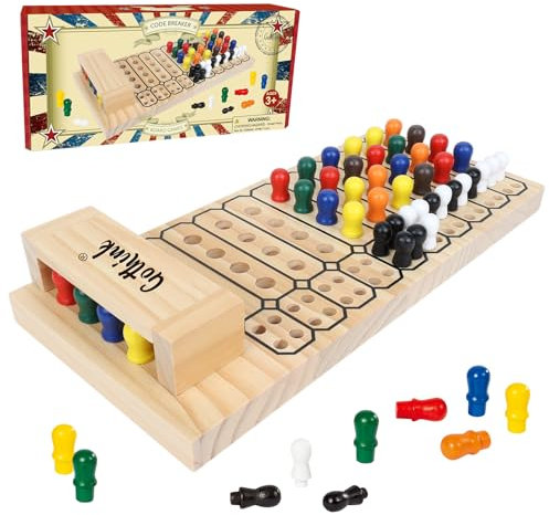 Code Breaker Brettspiel - Holz-Strategiespiel für Codegeber vs. Codeknacker - 2-Spieler-Geistesduell, Farbdenkspiel - Mint-Spielzeug Geschenk für Kinder ab 8 Jahren - Familienspiele