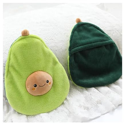 KIVIQ Cute Avocado Rubber Hot Water Bottles Stress Pain Relief Therapy Hot Water Bag with Knitted Soft Cozy Cover for Winter
