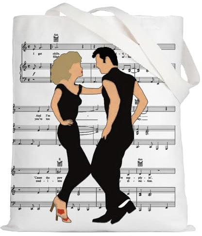 LEVLO Bolsa de mano musical Danny & Sandy Fans Gift Danny Drama Bolsa de hombro Sandy Theatre Merch, Bolsa musical Grease, M, Bolso tote