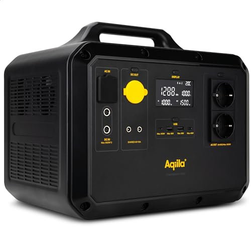 Aqiila Powerbird S1500, Powerbank, Powerstation, LiFePo4, Mobiler Stromspeicher1568Wh 1500W, USB-A 18W, USB-C 100W, 12V KFZ-Lader, AC Steckdose, Power Station Generator