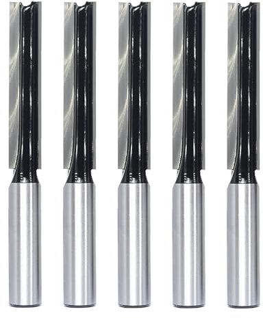Akylin 5PCS Straight Router Bits 1/2Inch Shank, Super Long 2 Cutting Length,Cutting Dia.1/2, Tungsten Carbide Straight Cut Router Bit, for Woodworking Routing,Plunging,Dadoing