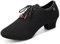 YKXLM Latin Dance Shoes for Women Closed Toe Ladies Ballroom Practice Dance Shoes Suede Sole Lace Up Low Heel,1 1/4 in Heel,Black,5.5UK