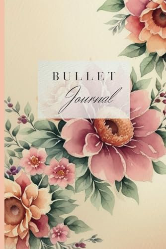 6 x 9 in Bullet Journal, Vintage floral, Notebook, dotted