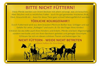 Schild Blech 30x20cm - Made in Germany - Tiere bitte nicht füttern Pferde Weide, Metallschild Hinweisschild