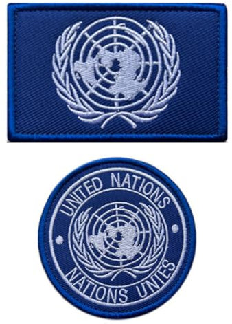 2 StückUnited NationsBlau Vereinten Nationen Flagge Patch Stickerei Taktische Militär Patch,Aufnäher mit Stickereiverschluss Applikationen für Taktische Kleidung Jacke Stickereibänder Rucksäcke