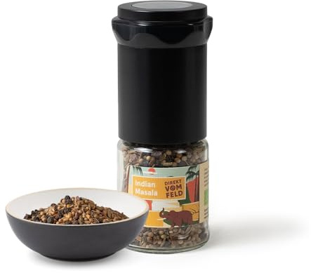 Direkt vom Feld® Indian Masala | Authentischer Geschmack Indiens | BIO, ganze Gewürze | 50g inkl. Gewürzschneider