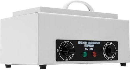 Heißluftsterilisator Desinfektion, 50-220℃ Trockene Hitze Hochtemperatur Sterilisator mit 0-60min Timer,300W Sterilisator-Nagel-Werkzeug-Sterilisator für Kosmetik, Fusspflegestudios, Friseursalon