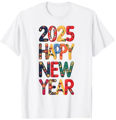 Happy New Year 2025 Gold Eve Party Family Christmas T-Shirt