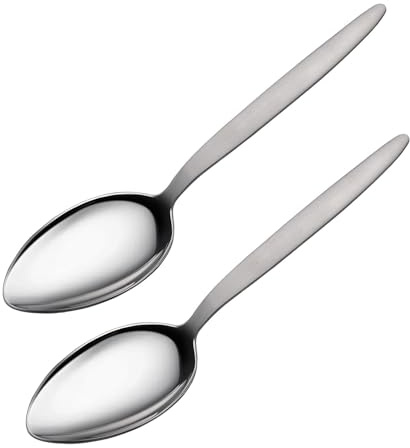 CURISEW 2-Pack Chef Kunz Spoon | Silver Stainless Steel 2 Tbsp Basting Spoon, 9 Inch Solid Sauce Spoons, Big Serving Spoons Stainless Steel, Plating & Quenelle & Cooking