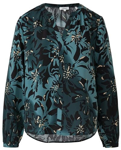 s.Oliver Damen Tunikabluse – Regular Fit, All-Over-Print, Langarm