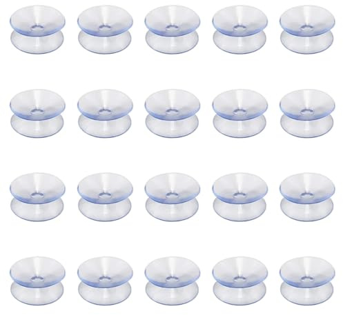 Laroal 20 Stück doppelseitige Saugnäpfe, rutschfeste, transparente Kunststoff-Saugpads, Glastisch-Saugnäpfe, leistungsstarke Befestigung, Antikollisions-Gummipad für Glas und glatte Oberflächen (2 cm)