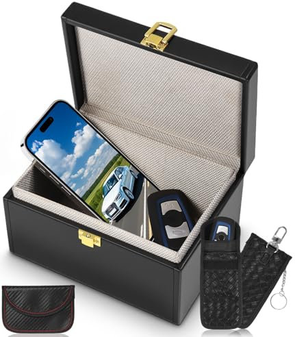 Zofory Keyless Go Schutz Autoschlüssel Box & 3 Faraday Bag, Faraday Box & Faradayschutzhülle für Sicheren Schutz, Geeignet zum Schutz von Handys, Kreditkarten und Autoschlüsseln