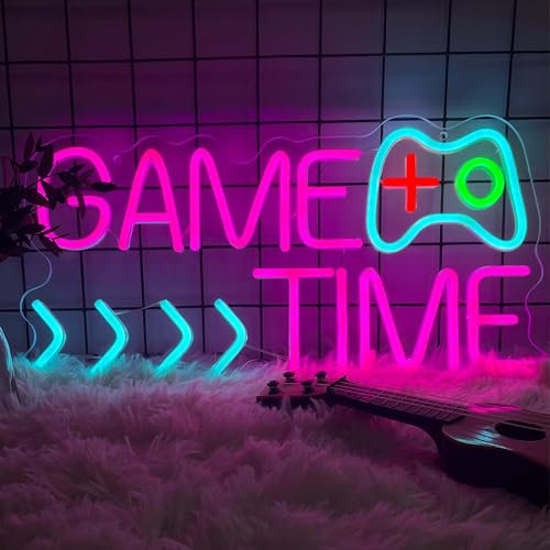 Deluisho GameTime Neon Sign, Gametime LED Neon Light, Game Neon Sign, Colourful Gaming Style Decorative Light, Suitable for Bars/Gaming Rooms/Trendy Shops, High Brightness and Waterproof, USB Plug and