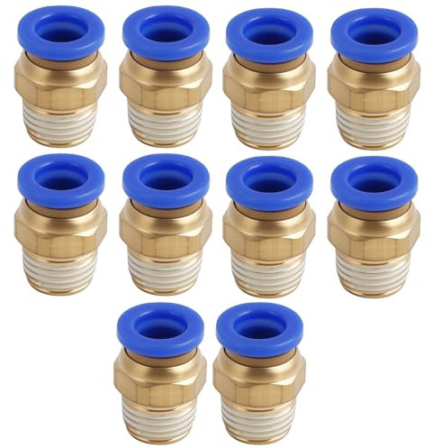 10 Pièces Connecteurs Rapides Mâles Droits, Tube 8mm OD x 1/8 BSP Filetage,Connettore Rapido Con Raccords avec Joints d'Étanchéité pour Systèmes Pneumatiques,Noir (PC8-02)
