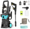 Idropulitrice Max 135 Bar, Idropulitrice ad Alta Pressione, 1500W, 450 L/H, Tubo 1,8M + 10M e Attacco Rapido, Brocca di Schiuma, Cavo Elettrico da 1,5M, Casa, Giardino o Auto (Blu)