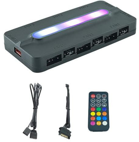 Tuesoa ARGB Controller 5V/3Pin ARGB 4Pin Fan PWM HUB PWM ARGB Fan Hub ARGB Hub Splitter for Computer PC Case Fan