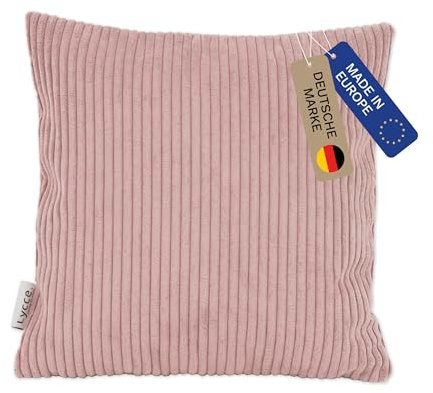 Lycce Housse de coussin en velours côtelé (50 x 50 cm), coussins décoratifs et housses décoratifs, coussin en velours côtelé, polyvalent, pour votre maison, rose poudré