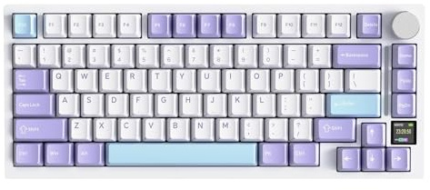 ATTACK SHARK X820 Ultra Wireless Mechanical Keyboard with TFT Smart Display & Knob, 75% Hot Swappable Gaming Keyboard, BT/2.4G/Wired, RGB South Facing LED, PBT Keycaps (White - Gift Switch)