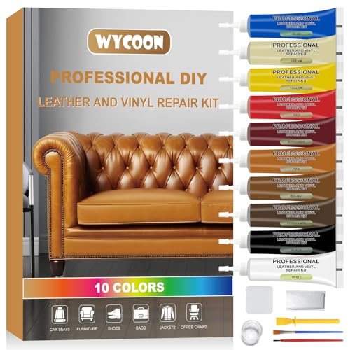 WYCOON Leather Repair Kit for Furniture, Leather Couch Repair Kit for Car Interior, Car Seats, Sofa, Jacket and Purse, Restore Any Material with Super Easy Instructions