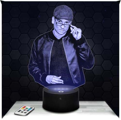 Lampephoto.fr - Lampe Xavier Naidoo 3D Touch Nachtlicht Deutscher Sänger | Made in France, Sockel & Größe wählbar, dimmbar, Batterie/USB, HD-Lasergravur, Geschenk für Sie & Ihn