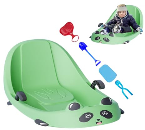 Snow Sled - Built-in Backrest Sport Supplies - Outdoor Snow Sled with Brake - for Children Boys Children Cold Weather Snowy Hills Park Backyard Playground