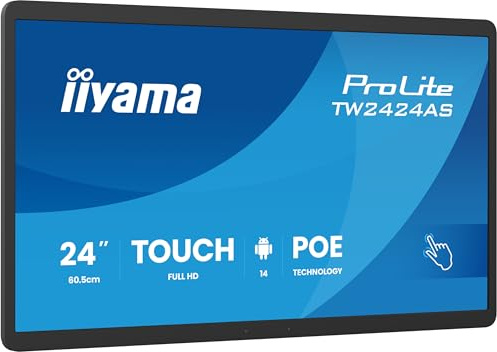 iiyama Prolite TW2424AS-B3P 60,5cm 23,8 IPS LED-Monitor Full-HD 10 Punkt Multitouch kapazitiv Android 14 USB-C-Out Audio-in USB3.2/2.0 RJ45 PoE WiFi Bluetooth SD-Slot Anti-Glare iiSignage² 24/7 6H