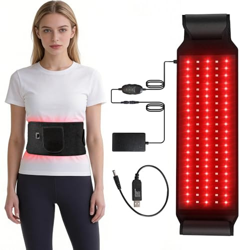 Rotlicht Gürtel, Afenau 105 LEDs Infrarot Gürtel mit 5 Helligkeit und 6 Zeiteinstellungen, 660nm Rotlicht & 850nm Nahinfrarotlicht, Rotlicht Taillenband für Beine, Rücken, Taille