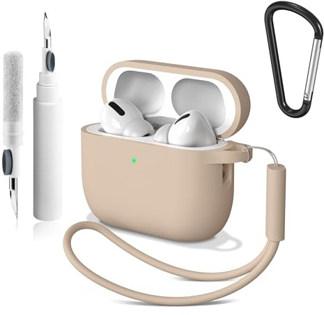Silikon Hülle für AirPods Pro 3 2025 mit Reinigungsstift & Karabiner & Lanyard - 2mm Dünne Hülle Stoßfestes Kratzfeste Schutzhülle, 4-in-1 kit Airpods Pro 3. Generation Case Zubehör