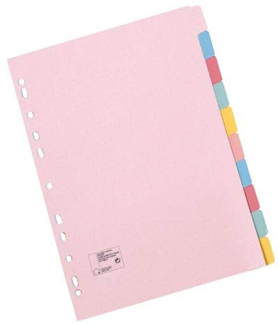 5 Star Office (A5) Subject Dividers Multipunched Manilla Card 10-Part Assorted (Pack 10) (A5)