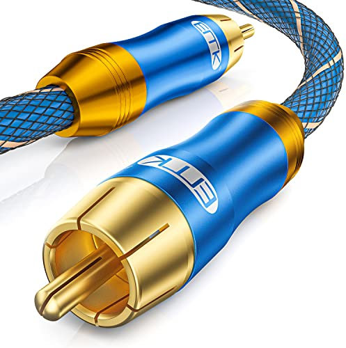 EMK Subwoofer Cable (9.8ft/3m) -Digtal Coaxial/Subwoofer Cable Dual Shielded with Gold Plated RCA to RCA Connectors -Top Blue Series