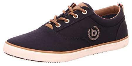 bugatti Canvas Sneaker aus Baumwolle, Low-Top-Leinenschuh mit robuster Gummisohle, Blau, 48 EU