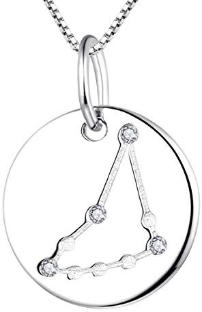 YL Silber Steinbock Halskette-925 Sterling Silber CZ Horoskop Sternzeichen 12 Konstellation Anhänger Halskette für Frauen und Mädchen