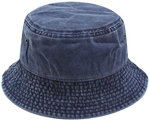Yixda Vintage Cotton Fischerhut Sonnenhut Washed Retro Outdoor Bucket Hat (Navy)