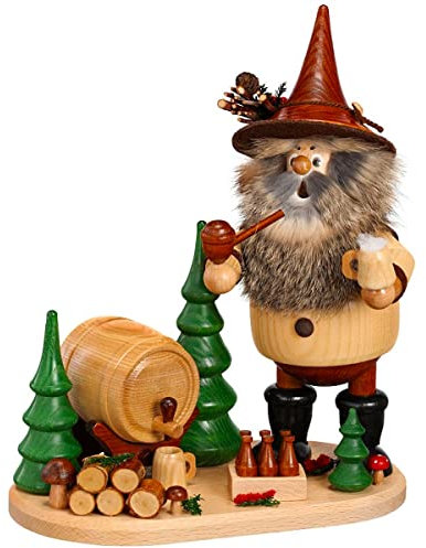 DWU Drechselwerkstatt Uhlig | Waldwichtel Räuchermännchen Räuchermann | Echt Erzgebirgischer Holzkunst | 26 cm | Braumeister