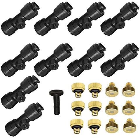 Bewässerungsschlauch für den Außenbereich, Sprinkler-Set, Garten-Kühlsystem, Messingdüsen, verstellbar, DIY für Gewächshaus, Pflanzen, Rasen, Terrasse