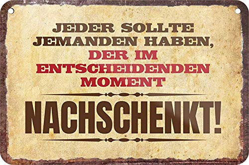 schilderkreis24 Blechschild „Bier & Sprüche“ 18×12 cm – lustige Geschenkidee für Bierliebhaber (Nachschenkt)