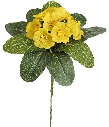 mucplants Primelbusch 20cm gelb Stecker künstliche Primeln Primeln Primula Schlüsselblumen Kunstpflanzen Kunstblumen