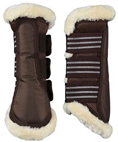 HORZE Lincoln Gamaschen mit Kunstfell, Braun, L