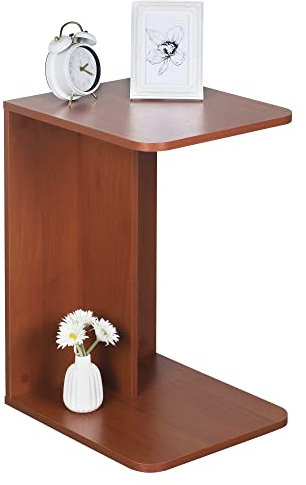 RICOO Kleiner Beistelltisch Holz 39 x 62 x 45cm Couchtisch klein in Eiche Rustikal Braun WM045-ER, Konsolentisch, Wohnzimmertisch für Couch, Kleiner Tisch, Mini Tisch klein, Sofatisch in C-Form