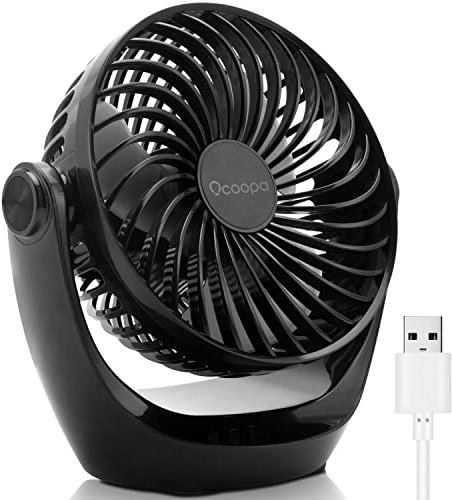 OCOOPA USB Desk Fan Table Fan with Strong Airflow & Quiet Operation, Portable Cooling Fan Speed Adjustable 360°Rotatable Head for Home Office Bedroom Table and Desktop