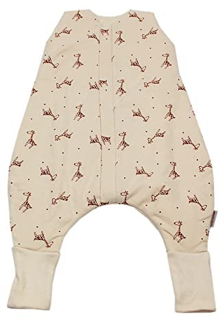 HOBEA-Germany Schlafsack für Babys - Babyschlafsack mit Füßen (Giraffe beige - L 90 cm)