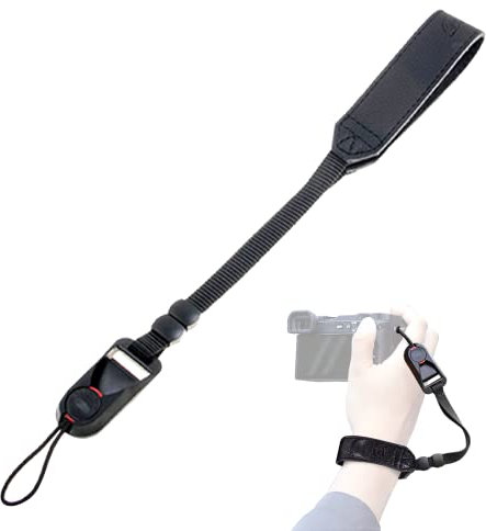 xlwen Dragonne D'appareil Photo, 30 cm Dragonne En Cuir Appareil Photo avec Connecteur de la Sangle de l'Appareil Photo, pour Canon Nikon Sony Fujifilm Olympus DSLR (Noir)