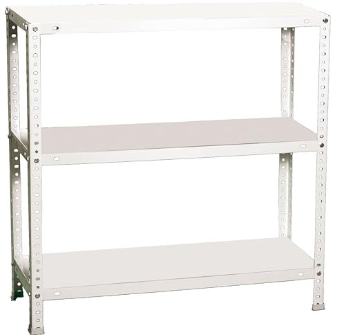 Simonrack Schwerlastregal, Lagerregal, 100x80x30 Metallregal, Kellerregal, Biegestelle 100 kg, 3 Fachböden, Weiss - Comfort