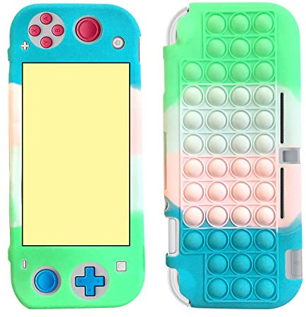 SDTEK Hülle Kompatibel mit Nintendo Switch Lite, Bubble Fidget Pop Weiche Handyhülle Silikon Schutzhülle (Grün/Rosa/Blau)