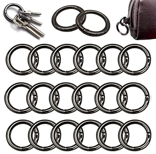 XCSJ 20 Stück Runde Karabiner Schwarz Sehr Robust Zinklegierung Runde Karabiner Karabiner Ring Karabiner Rund Karabinerhaken Rund Für Schlüsselanhänger Tasche Schmuck Diy Handwerk Machen (25.00)