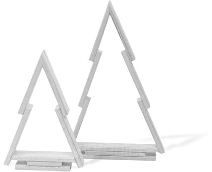 Floranica Albero di Natale Set di 2 in Legno di Pino Bianco Decorazione Natalizia Alternativa Addobbi Natalizi Albero di Natale da Tavola Espositori Decorativi per Natale