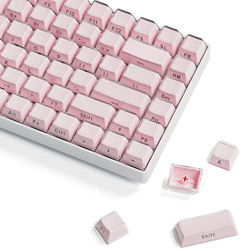 Womier Keycaps - Crystal Jelly Keycaps, Side Printed Keycaps, Custom Keyboard Keycaps 113 Keys, OEM Profile Cute Keycaps for 61/68/84/87/98/100 Cherry Gateron MX Mechanical, Pink