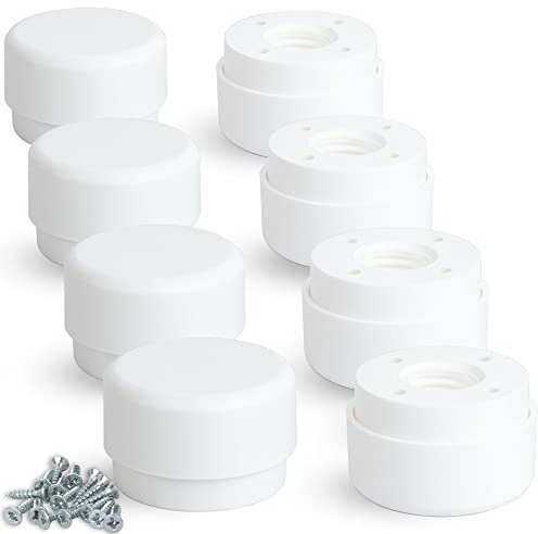 F!XBL Möbelfüße verstellbar Füße für Möbel Ø 55 mm Möbelerhöhung 23-35 mm hoch 8er Set Möbelbeine Rund Weiß