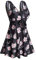 Ecupper Maillot de Bain Une Pieces pour Femme Rétro Jupe avec Volantée Contrôle du Ventre Push Up Col en V Fleur Rose M