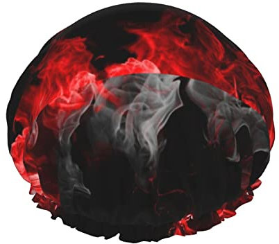 Fleur rouge fumée Réutilisable Imperméable Lavable Réglable Convient aux femmes Toutes les longueurs de cheveux Bonnet de douche